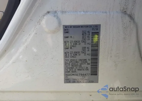 2016 Nissan Rogue Sl z USA, uszkodzony, nr VIN 5N1AT2MV5GC794477